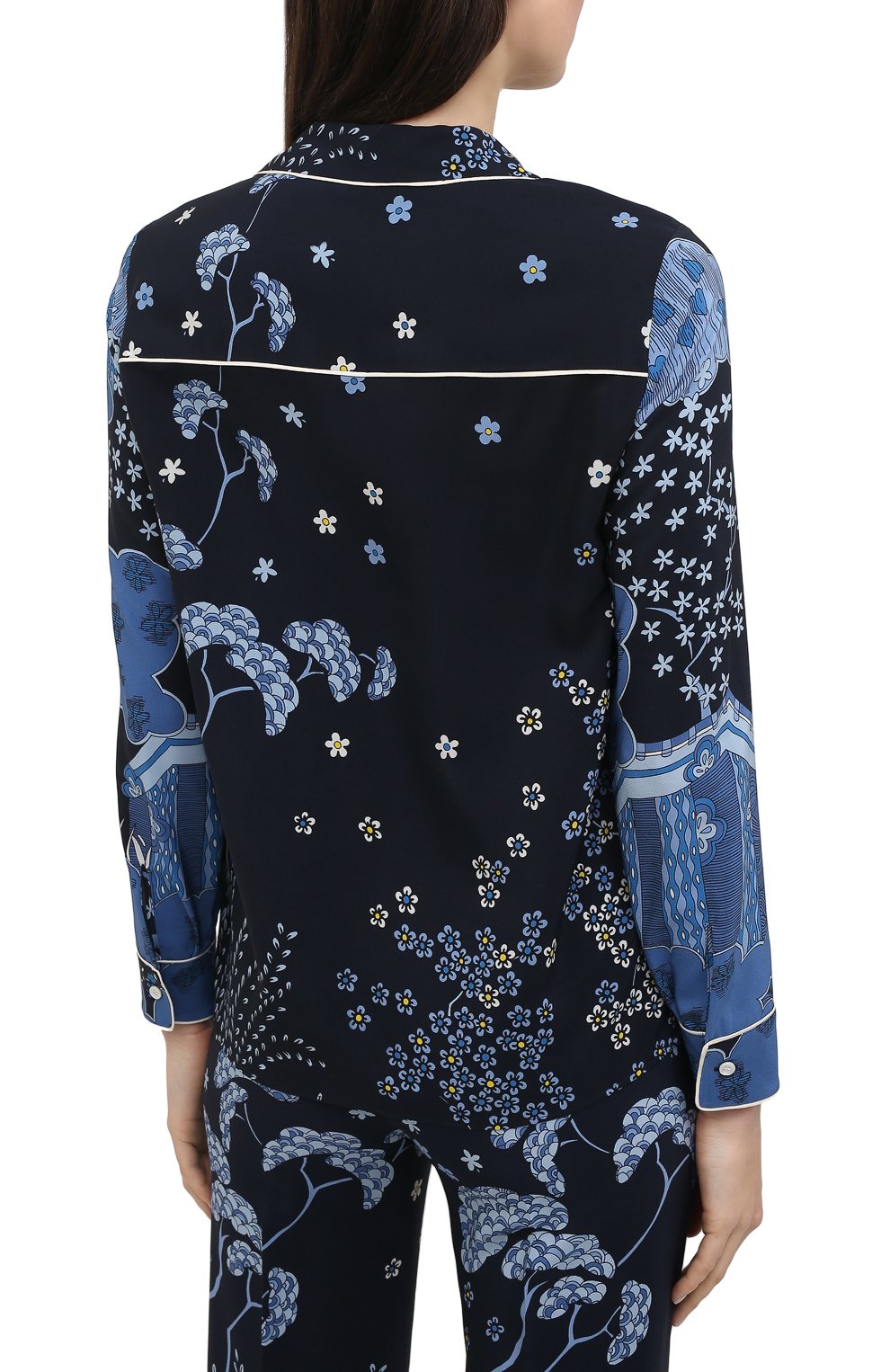 Шелковая рубашка REDVALENTINO синего цвета по цене 68150 руб., арт. VR3ABF15/5M0, фото 4 Шелковая рубашка REDVALENTINO, арт. VR3ABF15/5M0, фото 4