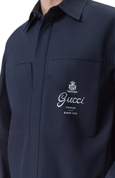 Хлопковая рубашка GUCCI темно-синего цвета по цене 188000 руб., арт. 851711/ZAQH5, фото 5 Хлопковая рубашка GUCCI, арт. 851711/ZAQH5, фото 5