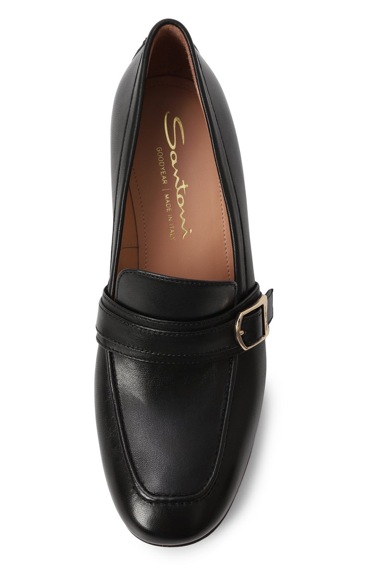 Женские кожаные туфли SANTONI черного цвета, арт. WDCG71240SX1NZZF | Фото 6 (Каблук высота: Высокий; Материал внешний: Натуральная кожа; Подошва: Плоская; Материал внутренний: Натуральная кожа; Каблук тип: Устойчивый)
