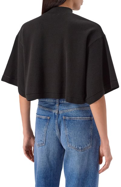 Футболка из хлопка и шерсти ALAIA, арт. AA9H1232K083B, фото 4