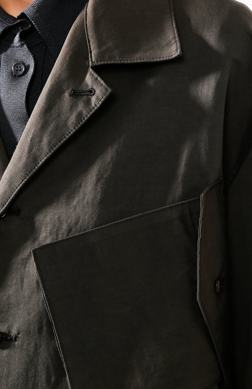 Льняная куртка YOHJI YAMAMOTO хаки цвета по цене 96300 руб., арт. YS-B46-330, фото 5 Льняная куртка YOHJI YAMAMOTO, арт. YS-B46-330, фото 5