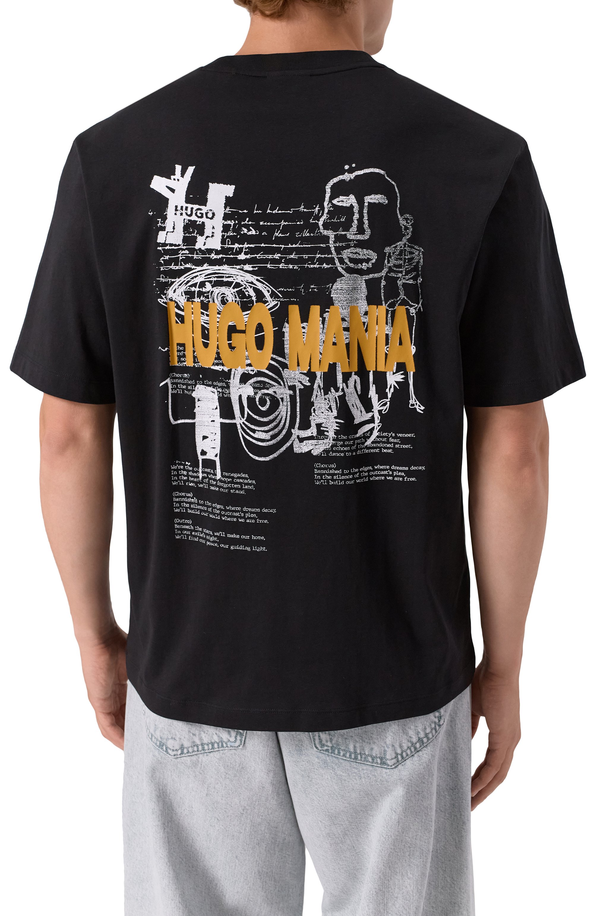 Хлопковая футболка HUGO BLUE черного цвета по цене 6995 руб., арт. 50543483, фото 4 Хлопковая футболка HUGO BLUE, арт. 50543483, фото 4