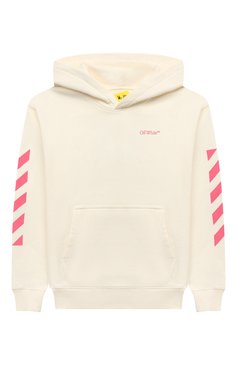 Детский хлопковое худи OFF-WHITE белого цвета, арт. 0GBB002F23FLE001 | Фото 1 (Рукава: Длинные; Материал сплава: Проставлено; Материал внешний: Хлопок; Драгоценные камни: Проставлено; Девочки Кросс-КТ: Худи-одежда)