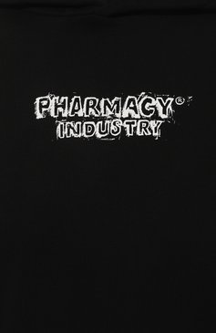 Мужской хлопковое худи PHARMACY INDUSTRY черного цвета, арт. PHABM00037 | Фото 5 (Рукава: Длинные; Длина (для топов): Стандартные; Принт: С принтом; Мужское Кросс-КТ: Худи-одежда; Материал сплава: Проставлено; Материал внешний: Хлопок; Стили: Спорт-шик; Драгоценные камни: Проставлено)