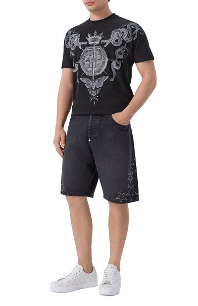 Джинсовые шорты PHILIPP PLEIN темно-серого цвета по цене 95600 руб., арт. SAFC MDT4273 PDE004N, фото 2 Джинсовые шорты PHILIPP PLEIN, арт. SAFC MDT4273 PDE004N, фото 2