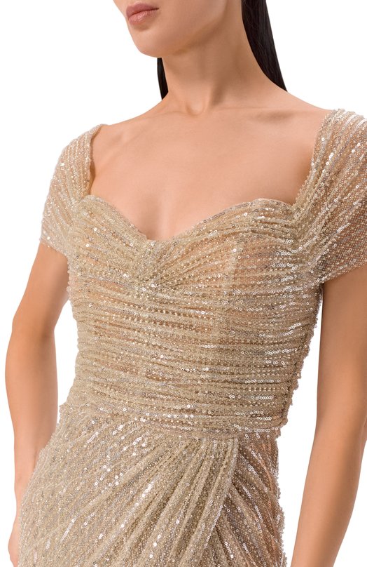 Платье с отделкой пайетками Sasha Kim SK-00001760 Бежевый  SK-00001760 Фото 4