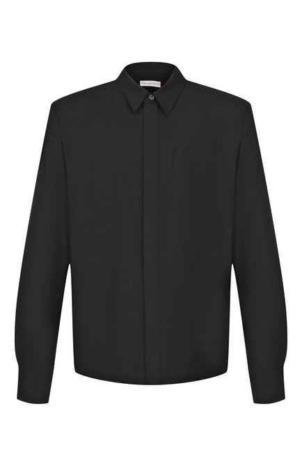 Мужская шерстяная рубашка DRIES VAN NOTEN черного цвета, арт. 251-020708-1310 | Фото 1 (Длина (для топов): Стандартные; Материал сплава: Проставлено; Материал внешний: Шерсть; Рукава: Длинные; Драгоценные камни: Проставлено)
