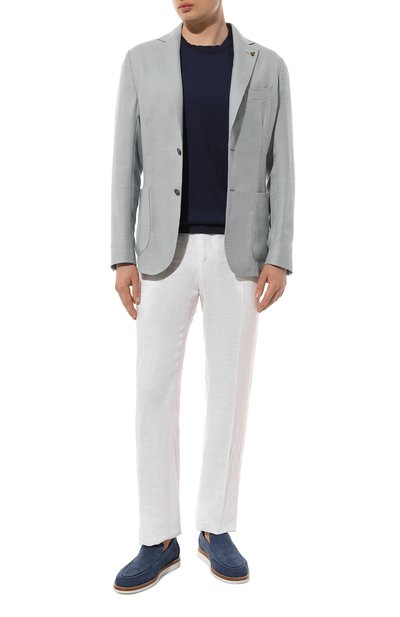 Хлопковый джемпер ZEGNA синего цвета по цене 83300 руб., арт. UDC90A7/C10, фото 2 Хлопковый джемпер ZEGNA, арт. UDC90A7/C10, фото 2