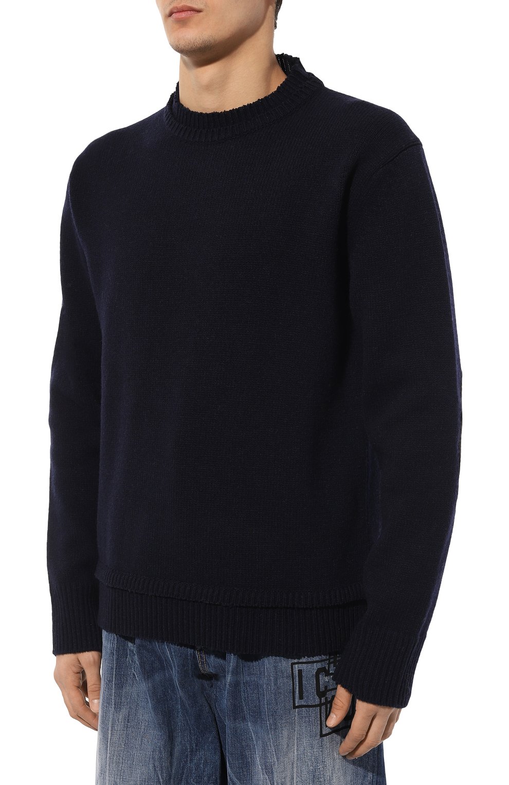 Свитер из шерсти и льна MAISON MARGIELA темно-синего цвета по цене 99500 руб., арт. SI1GP0001/S18064, фото 3 Свитер из шерсти и льна MAISON MARGIELA, арт. SI1GP0001/S18064, фото 3