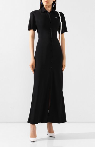 Платье из вискозы OFF-WHITE черного цвета по цене 123000 руб., арт. 0WDB248S20FAB0021001, фото 2 Платье из вискозы OFF-WHITE, арт. 0WDB248S20FAB0021001, фото 2