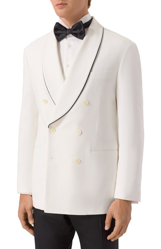 Хлопковый пиджак Brunello Cucinelli MB416GS11P Белый  MB416GS11P Фото 3
