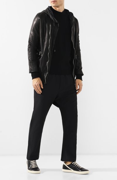 Кожаные кеды RICK OWENS черного цвета по цене 89950 руб., арт. RU19S2868/LNPB, фото 2 Кожаные кеды RICK OWENS, арт. RU19S2868/LNPB, фото 2