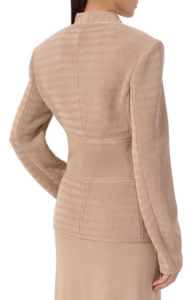 Жакет из вискозы GIORGIO ARMANI бежевого цвета по цене 644500 руб., арт. GW002935/AF24191, фото 4 Жакет из вискозы GIORGIO ARMANI, арт. GW002935/AF24191, фото 4
