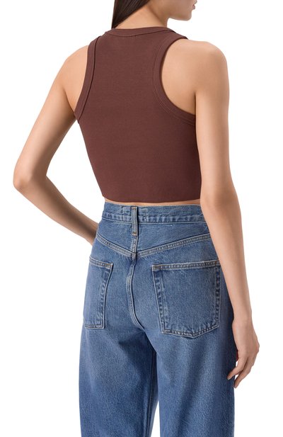 Хлопковый топ HUGO BLUE коричневого цвета по цене 5475 руб., арт. 50511450, фото 4 Хлопковый топ HUGO BLUE, арт. 50511450, фото 4