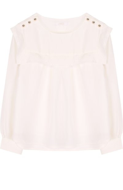 Шелковая блуза свободного кроя с оборкой CHLOÉ, арт. C15684/6A-12A, фото 1