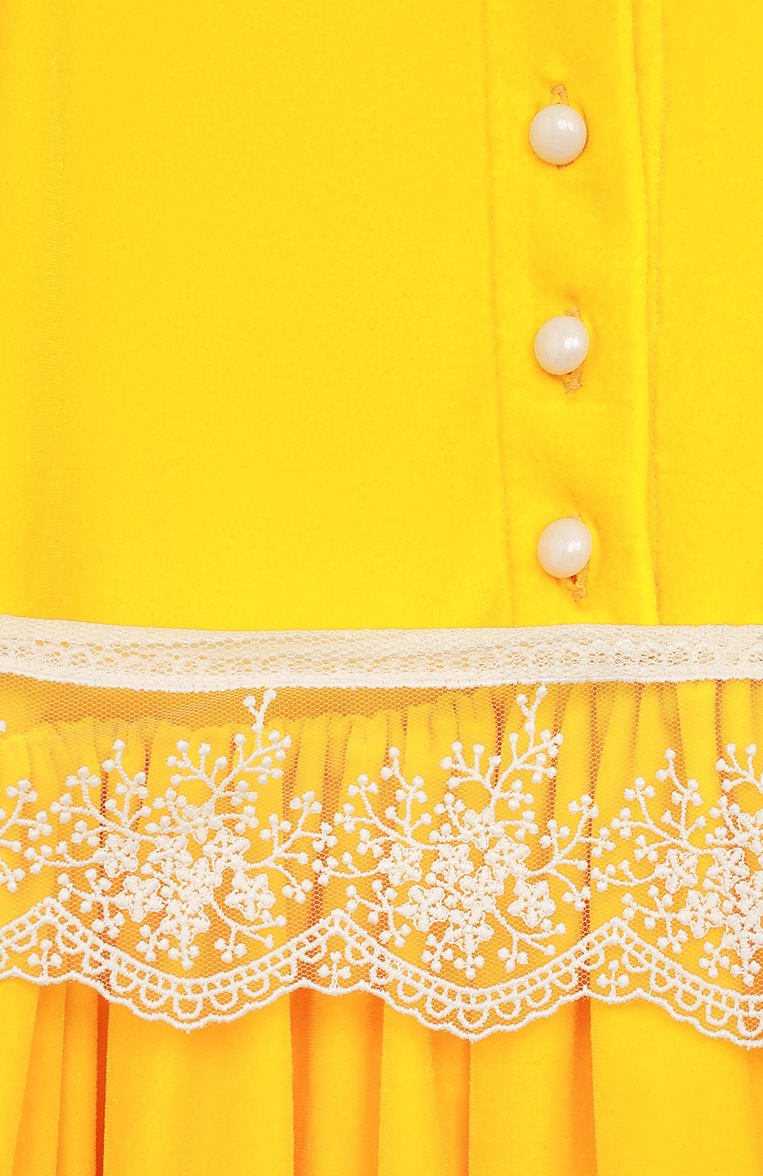 Детское платье yellow ZHANNA & ANNA желтого цвета, арт. ZAOZ00000150 | Фото 3 (Рукава: Длинные; Случай: Повседневный; Региональные ограничения белый список (Axapta Mercury): Не проставлено; Материал внешний: Синтетический материал; Материал сплава: Проставлено; Девочки Кросс-КТ: Платье-одежда; Драгоценные камни: Проставлено; Материал подклада: Хлопок; Ростовка одежда: 4 года | 104 см, 7 лет | 122 см, 8 лет | 128 см)