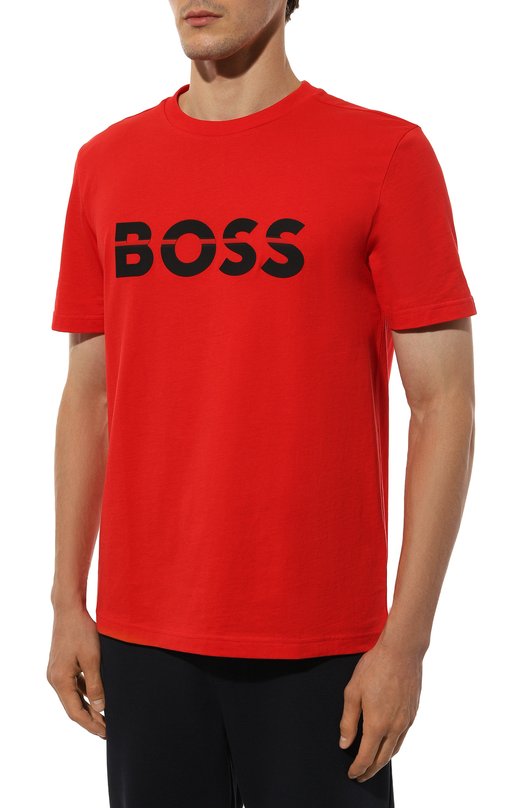 Хлопковая футболка BOSS Green Красный, фото 3