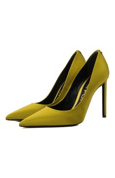 Женские текстильные туфли t-screw TOM FORD светло-зеленого цвета, арт. W2325T-STA | Фото 1 (Материал внешний: Текстиль; Материал внутренний: Натуральная кожа; Каблук тип: Шпилька; Каблук высота: Высокий; Подошва: Плоская; Материал сплава: Проставлено)