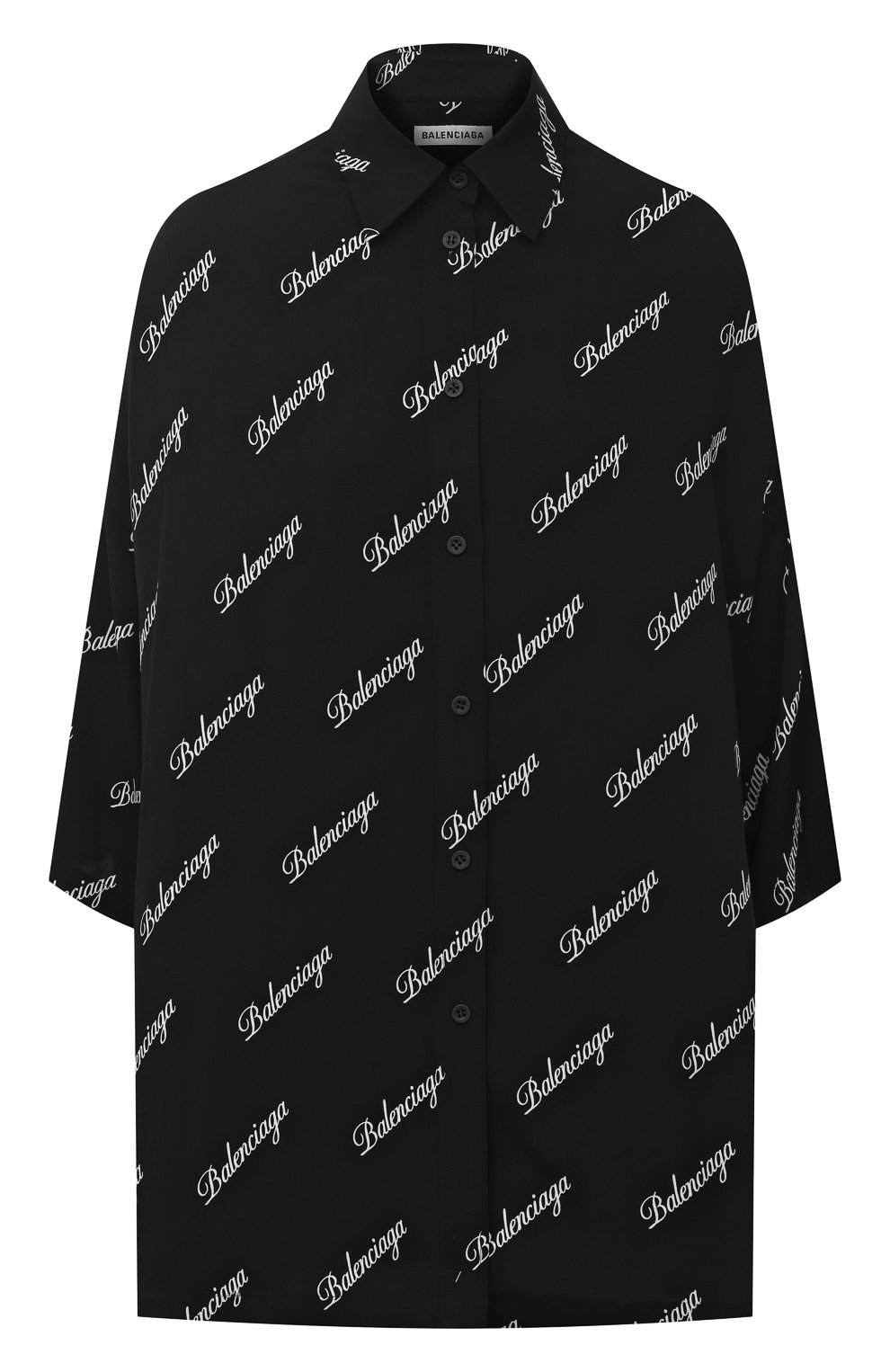 Рубашка из вискозы BALENCIAGA черного цвета по цене 75650 руб., арт. 595038/TJLY9, фото 1 Рубашка из вискозы BALENCIAGA, арт. 595038/TJLY9, фото 1
