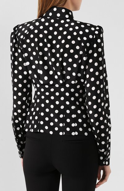 Шелковая блузка DOLCE & GABBANA черно-белого цвета по цене 109000 руб., арт. F5L53T/FS14M, фото 4 Шелковая блузка DOLCE & GABBANA, арт. F5L53T/FS14M, фото 4