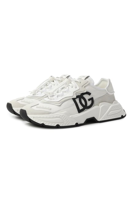 Детские комбинированные кроссовки daymaster DOLCE & GABBANA белого цвета, арт. DA5119/AQ040/37-39 | Фото 1 (Материал внутренний: Натуральная кожа; Материал сплава: Проставлено; Нос: Не проставлено; Материал внешний: Текстиль)