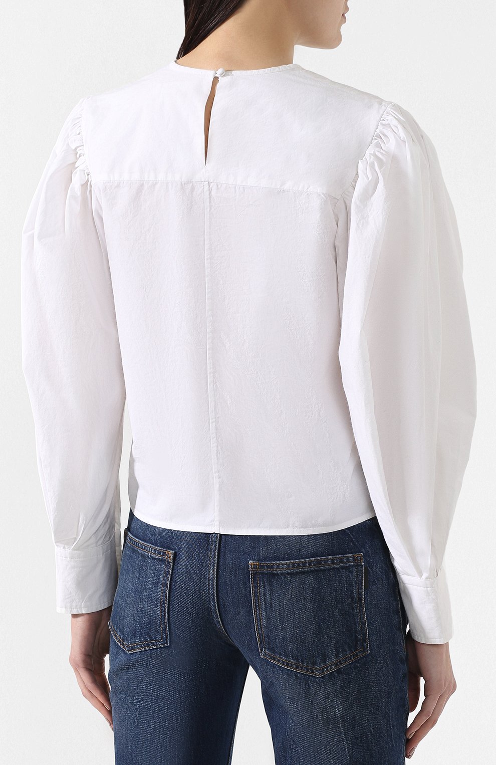 Хлопковая блузка ISABEL MARANT ETOILE белого цвета по цене 22800 руб., арт. HT1331-19P019E/W0NA, фото 4 Хлопковая блузка ISABEL MARANT ETOILE, арт. HT1331-19P019E/W0NA, фото 4