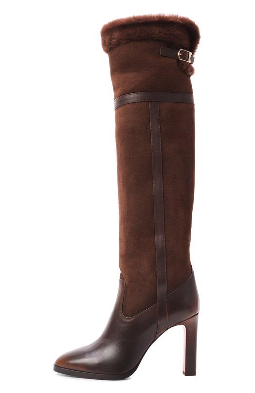Кожаные ботфорты Santoni WSAG71929HI2ARHG Коричневый  WSAG71929HI2ARHG Фото 4
