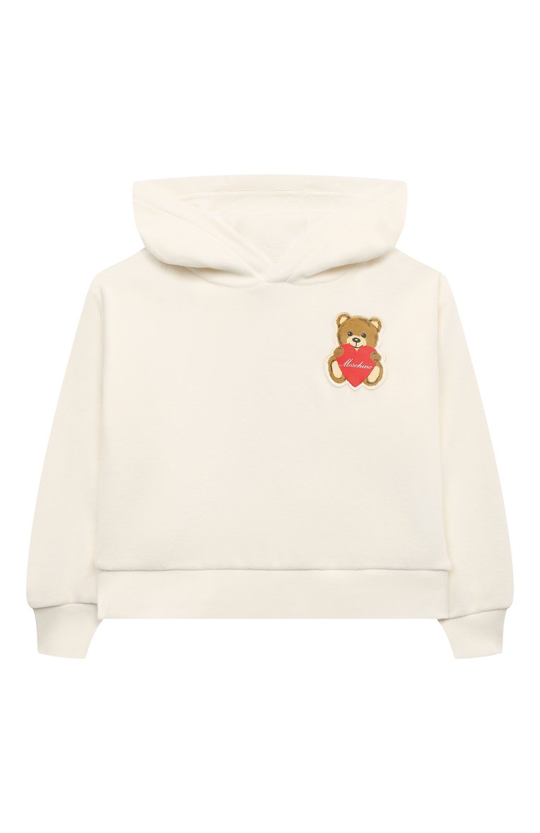 Детская комплект из худи и брюк MOSCHINO белого цвета, арт. HDK02L/LGA07/10A-14A | Фото 2 (Материал внешний: Хлопок; Рукава: Длинные; Девочки Кросс-КТ: Костюмы-спорт)