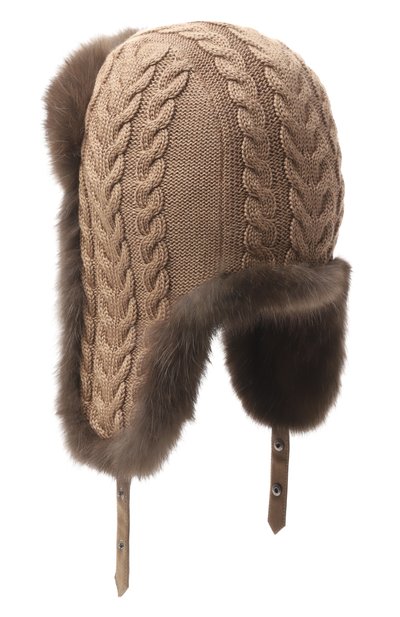 Кашемировая шапка-ушанка с мехом соболя BLACK SABLE, арт. BS-FHK-G, фото 2