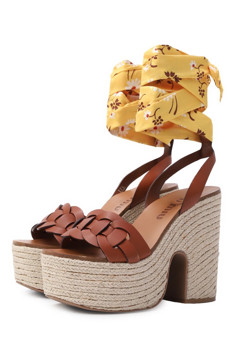 Кожаные босоножки MIU MIU, арт. 5XZ444-3L81-F00C1-125, фото 1