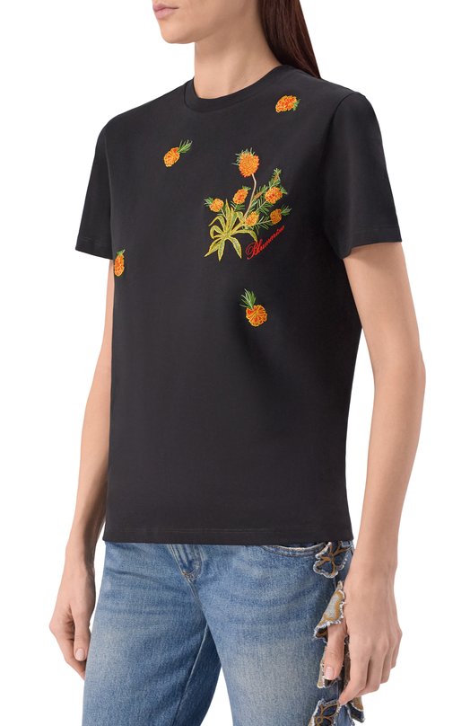 Хлопковая футболка Blumarine 2T131A Чёрный  2T131A Фото 3