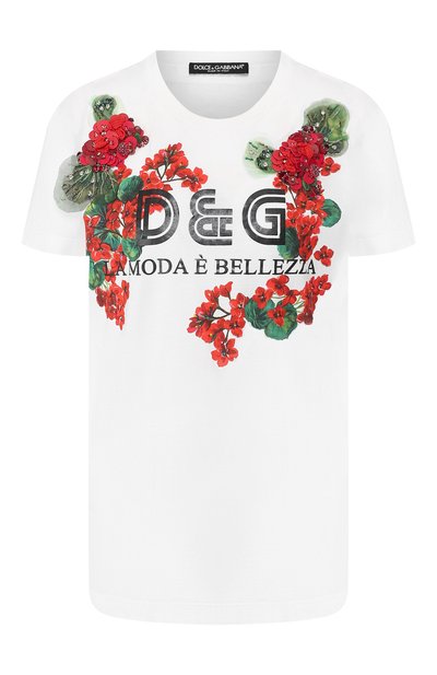 Женская хлопковая футболка DOLCE & GABBANA, арт. F8K74Z/G7SBV