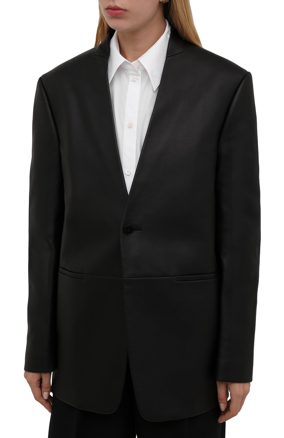 Кожаный жакет JIL SANDER черного цвета по цене 517000 руб., арт. JSPT651570-WTL01018, фото 3 Кожаный жакет JIL SANDER, арт. JSPT651570-WTL01018, фото 3