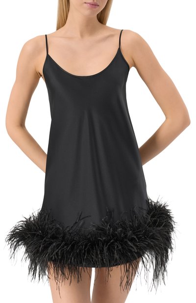 Шелковая сорочка с отделкой перьями EDOMO, арт. D001010FW2324, фото 3