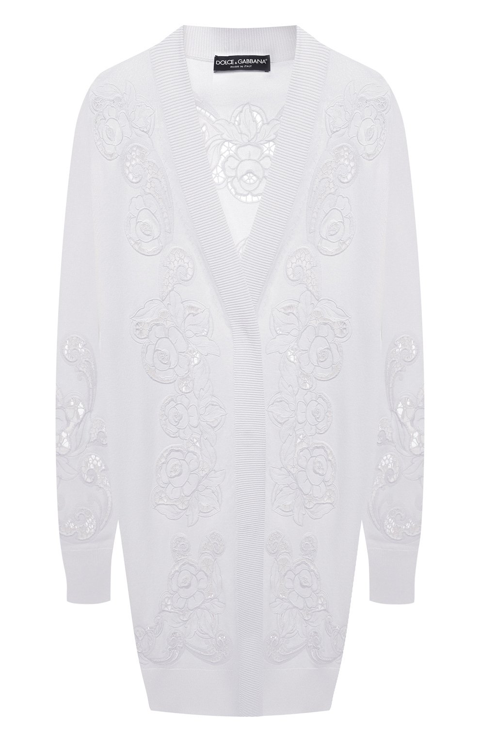 Кардиган из вискозы DOLCE & GABBANA белого цвета по цене 272500 руб., арт. FX288Z/JDMA9, фото 1 Кардиган из вискозы DOLCE & GABBANA, арт. FX288Z/JDMA9, фото 1