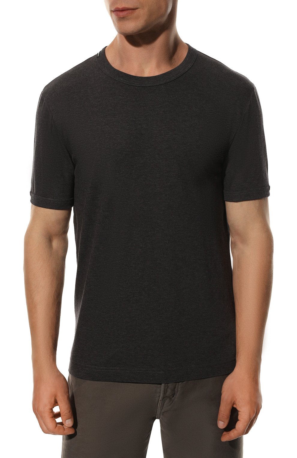 Хлопковая футболка DOLCE & GABBANA темно-серого цвета по цене 39050 руб., арт. G8HI7T/FU7EQ, фото 3 Хлопковая футболка DOLCE & GABBANA, арт. G8HI7T/FU7EQ, фото 3