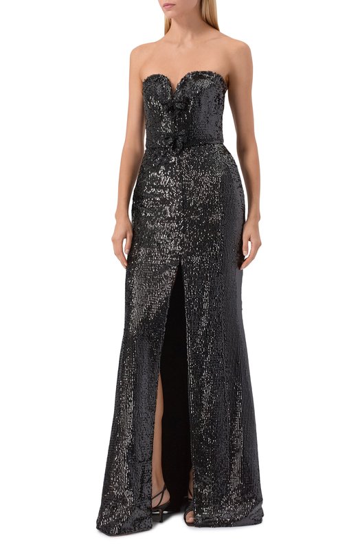 Платье с отделкой пайетками Elie Saab D0797NP25/PA008 Чёрный  D0797NP25/PA008 Фото 3