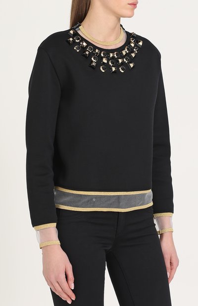 Свитшот с полупрозрачными вставками и декоративной отделкой FENDI, арт. FS6632/02D, фото 3