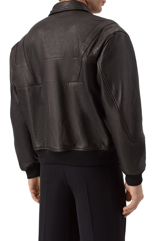 Кожаный бомбер Saint Laurent 821041/YCNF2 Чёрный  821041/YCNF2 Фото 4