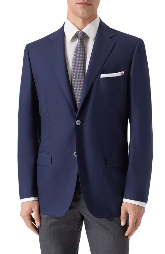 Шерстяной пиджак Kiton UG81K0982823 Синий  UG81K0982823 Фото 4
