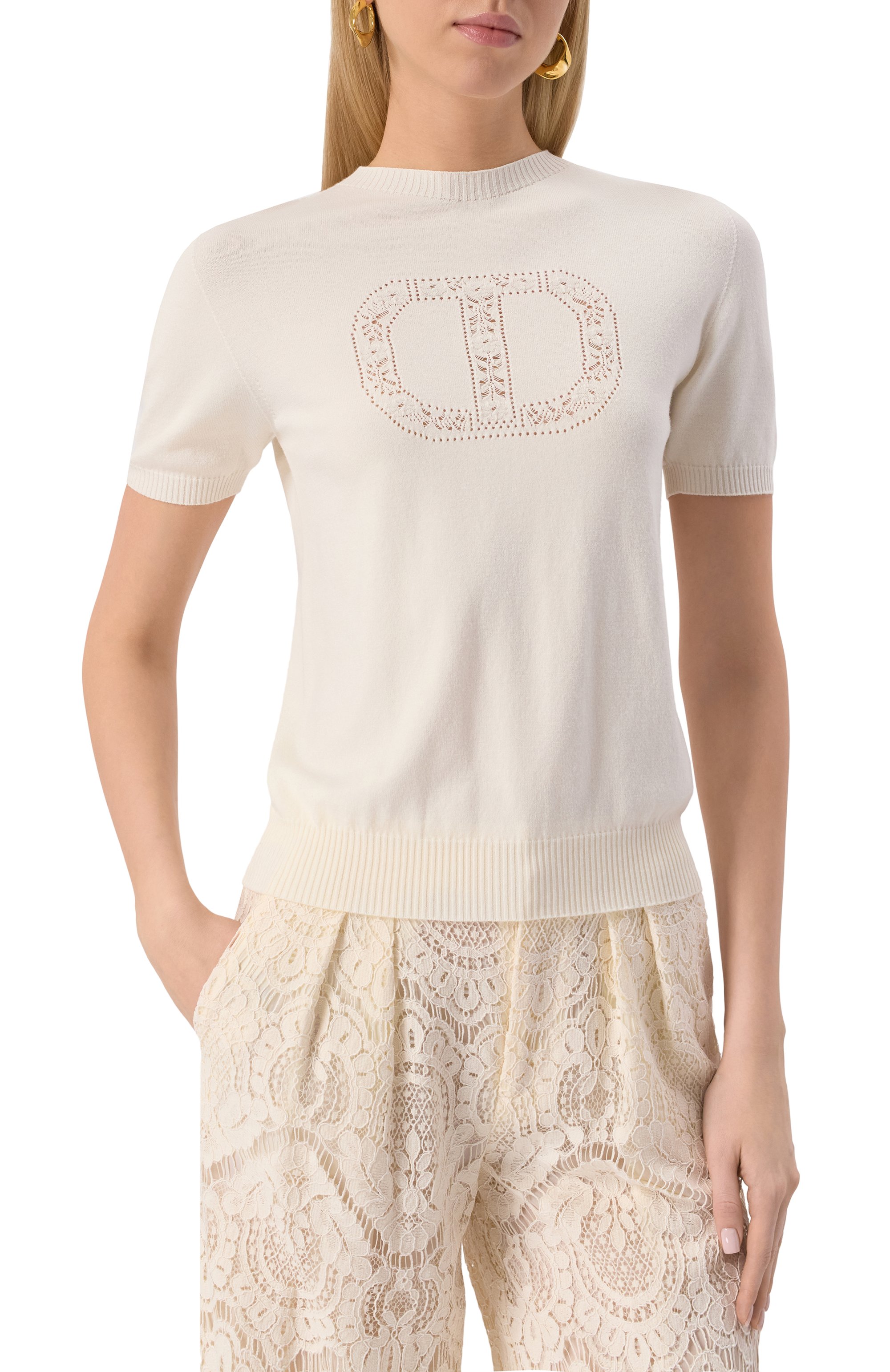 Топ из вискозы TWINSET молочного цвета по цене 19650 руб., арт. 251TP3430, фото 3 Топ из вискозы TWINSET, арт. 251TP3430, фото 3