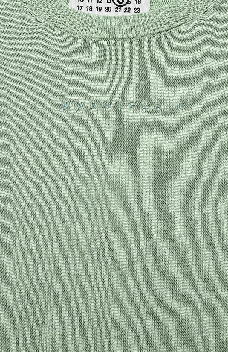 Детский пуловер из вискозы и хлопка MM6 светло-зеленого цвета, арт. M60507/MM095 | Фото 3 (Материал внешний: Вискоза, Хлопок; Рукава: Длинные; Девочки Кросс-КТ: Пуловер-одежда; Ростовка одежда: 4 года | 104 см, 6 лет | 116 см, 8 лет | 128 см, 13 - 15 лет | 158 см, 10 - 11 лет | 140 - 146см, 16 лет | 164 см)