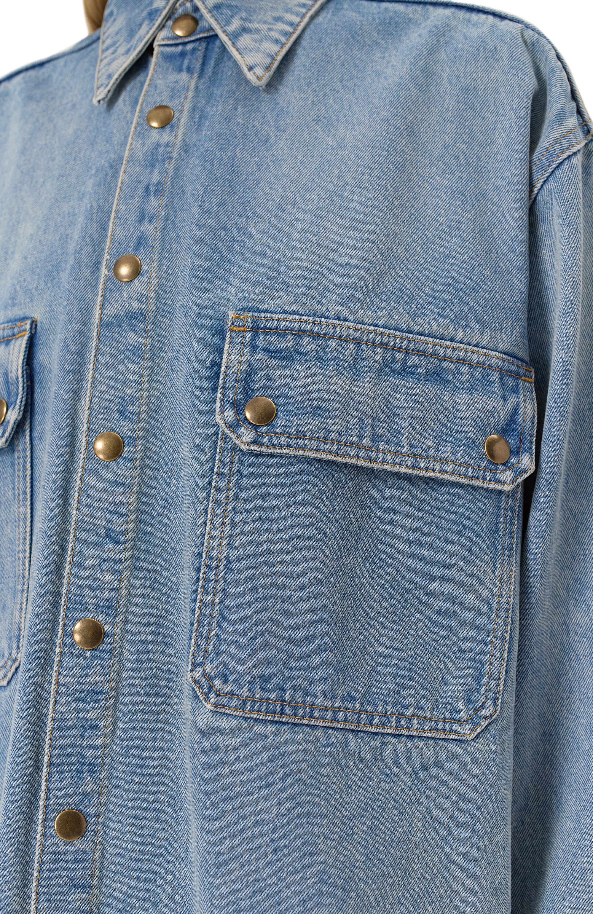 Джинсовая рубашка PETAR PETROV голубого цвета по цене 121500 руб., арт. S25DB3A, фото 5 Джинсовая рубашка PETAR PETROV, арт. S25DB3A, фото 5