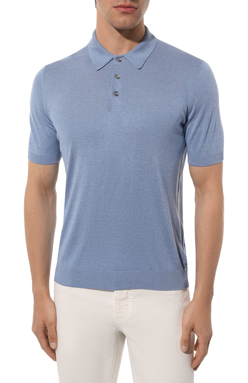Шелковое поло GRAN SASSO голубого цвета по цене 34950 руб., арт. 43110/23503, фото 3 Шелковое поло GRAN SASSO, арт. 43110/23503, фото 3