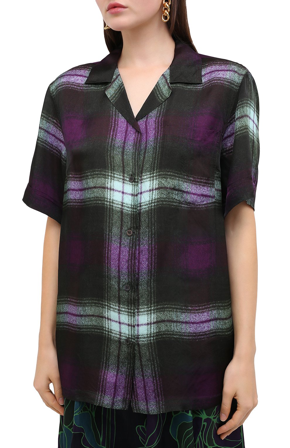 Рубашка из вискозы DRIES VAN NOTEN хаки цвета по цене 47500 руб., арт. 202-30778-1086, фото 3 Рубашка из вискозы DRIES VAN NOTEN, арт. 202-30778-1086, фото 3