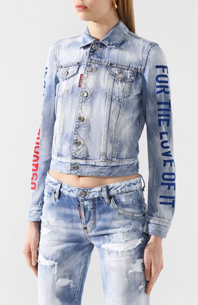 Джинсовая куртка DSQUARED2 синего цвета по цене 62300 руб., арт. S73AM0334/S30309, фото 3 Джинсовая куртка DSQUARED2, арт. S73AM0334/S30309, фото 3