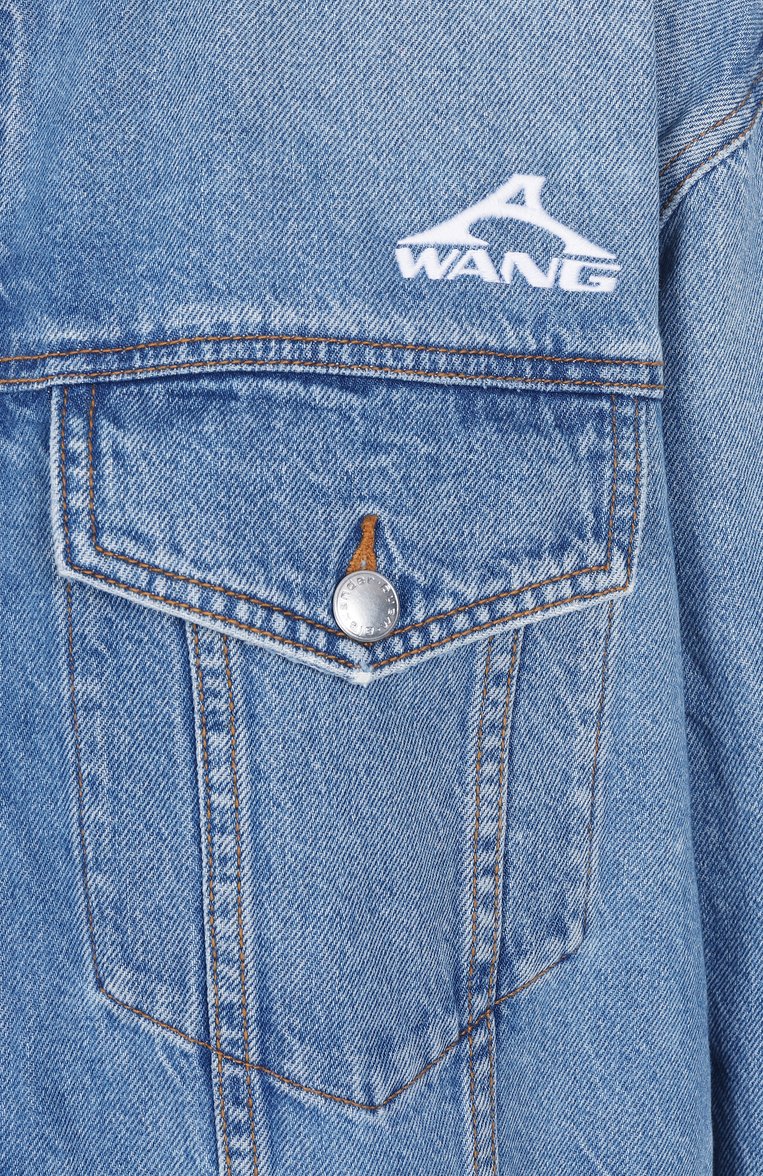 Женская джинсовая куртка ALEXANDER WANG голубого цвета, арт. 4DC2252662 | Фото 6 (Длина (верхняя одежда): Короткие; Рукава: Длинные; Материал внешний: Хлопок, Деним; Кросс-КТ: Легкие, Куртка, Деним; Стили: Кэжуэл; Автоматизация сост�ава: Проставлено; Автоматизация ТО: Проставлено)