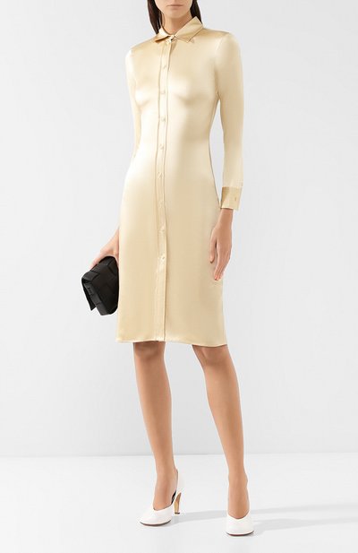 Шелковое платье BOTTEGA VENETA бежевого цвета по цене 297500 руб., арт. 577159/VA6R0, фото 2 Шелковое платье BOTTEGA VENETA, арт. 577159/VA6R0, фото 2