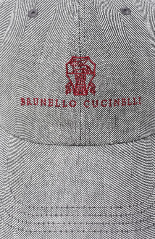 Бейсболка изо льна и шерсти Brunello Cucinelli MZ4089850 Серый  MZ4089850 Фото 3