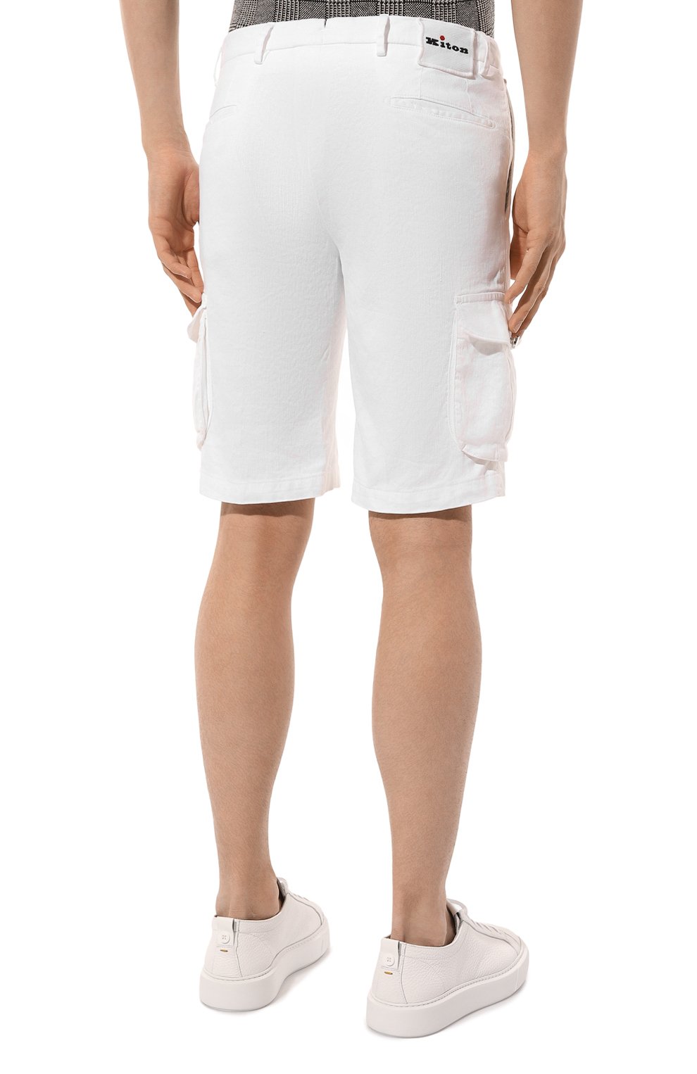 Шорты изо льна и хлопка KITON белого цвета по цене 84350 руб., арт. UFPPBK0604D, фото 4 Шорты изо льна и хлопка KITON, арт. UFPPBK0604D, фото 4